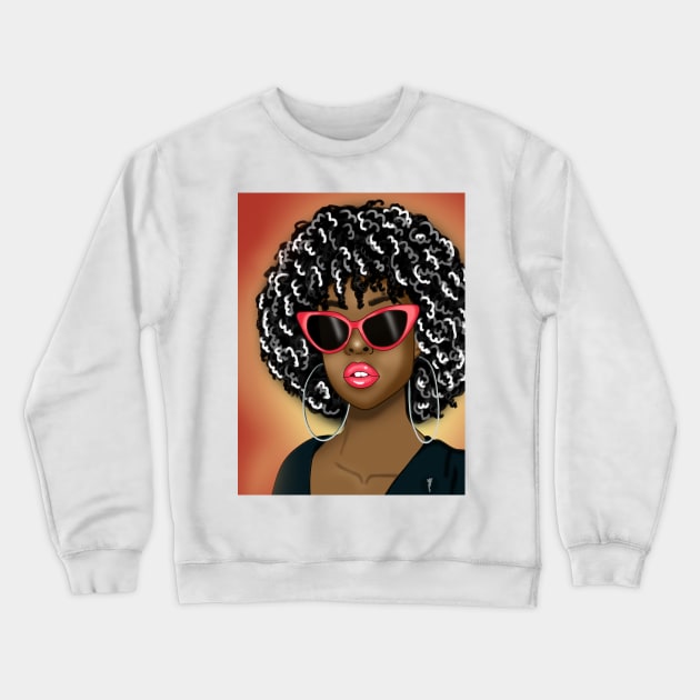 cute black girl magic digital art drawing Crewneck Sweatshirt by Spinkly Creations 